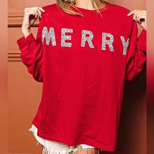 BiBi Red 'Merry' Crew Neck Sweater